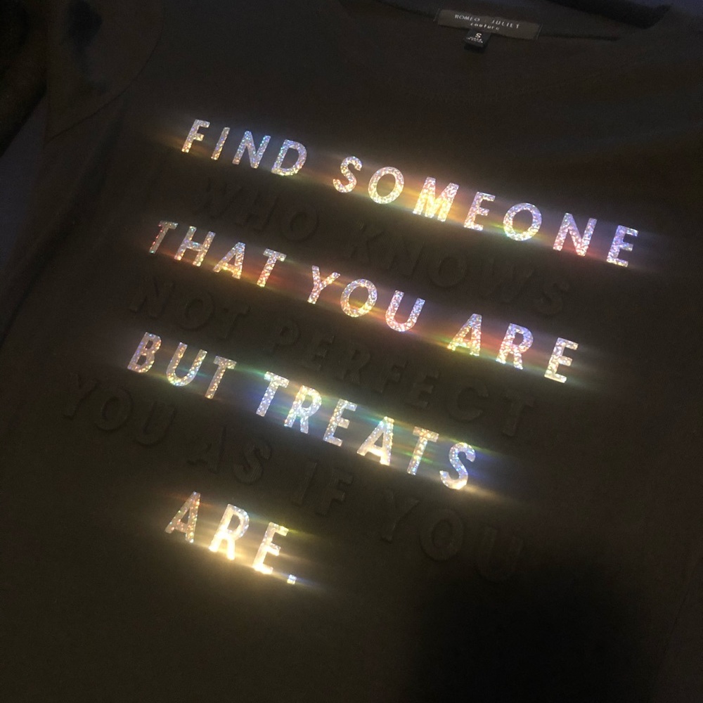 Holographic Crew Neck Black Shirt - Picture 2 of 5